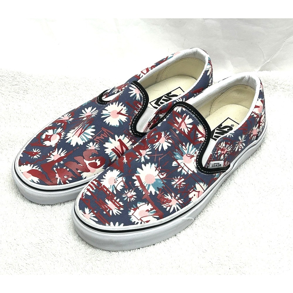 Vans Classic Graffiti Floral Canvas Multicolor Men's 8/ Womens 9.5 Loafer Shoes
